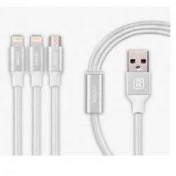 Recci 3 in 1 Delicate USB Data Cable 1.2m White