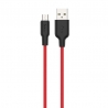 Hoco X21 Plus Silicone microUSB Cable 1m Black-Red